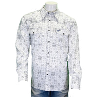 Men's White "True Bandana" Long Sleeve Western Shirt from Cowboy Hardware