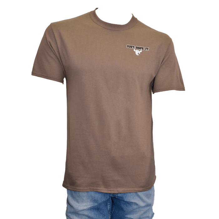 Men's Woodland Brown Just Rope It Short Sleeve Tee from Cowboy Hardware