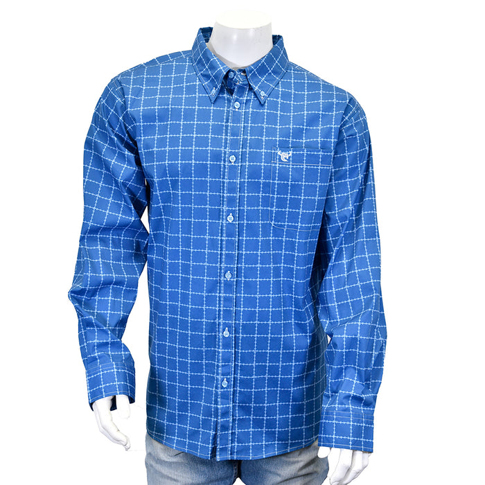 Men's "Barbed" Blue Long Sleeve Western Shirt from Cowboy Hardware