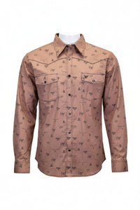 Men's "Branding Irons" Brown Long Sleeve Western Shirt from Cowboy Hardware