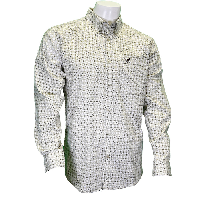 Men's "Diamond Floral" Khaki Long Sleeve Western Shirt from Cowboy Hardware