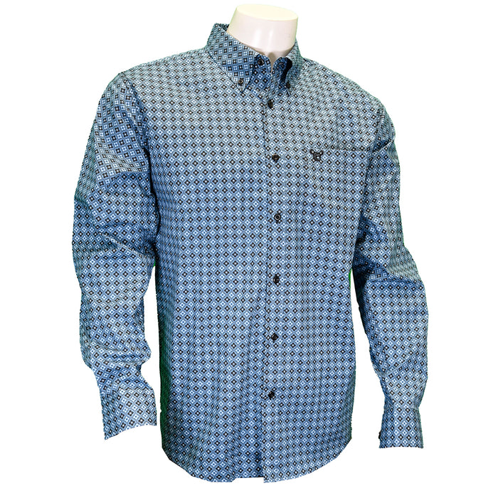 Men's "Diamond Floral" Navy Long Sleeve Western Shirt from Cowboy Hardware