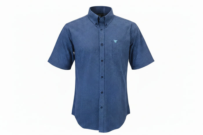 Men's "Diamond Quilt" Navy Short Sleeve Western Shirt from Cowboy Hardware