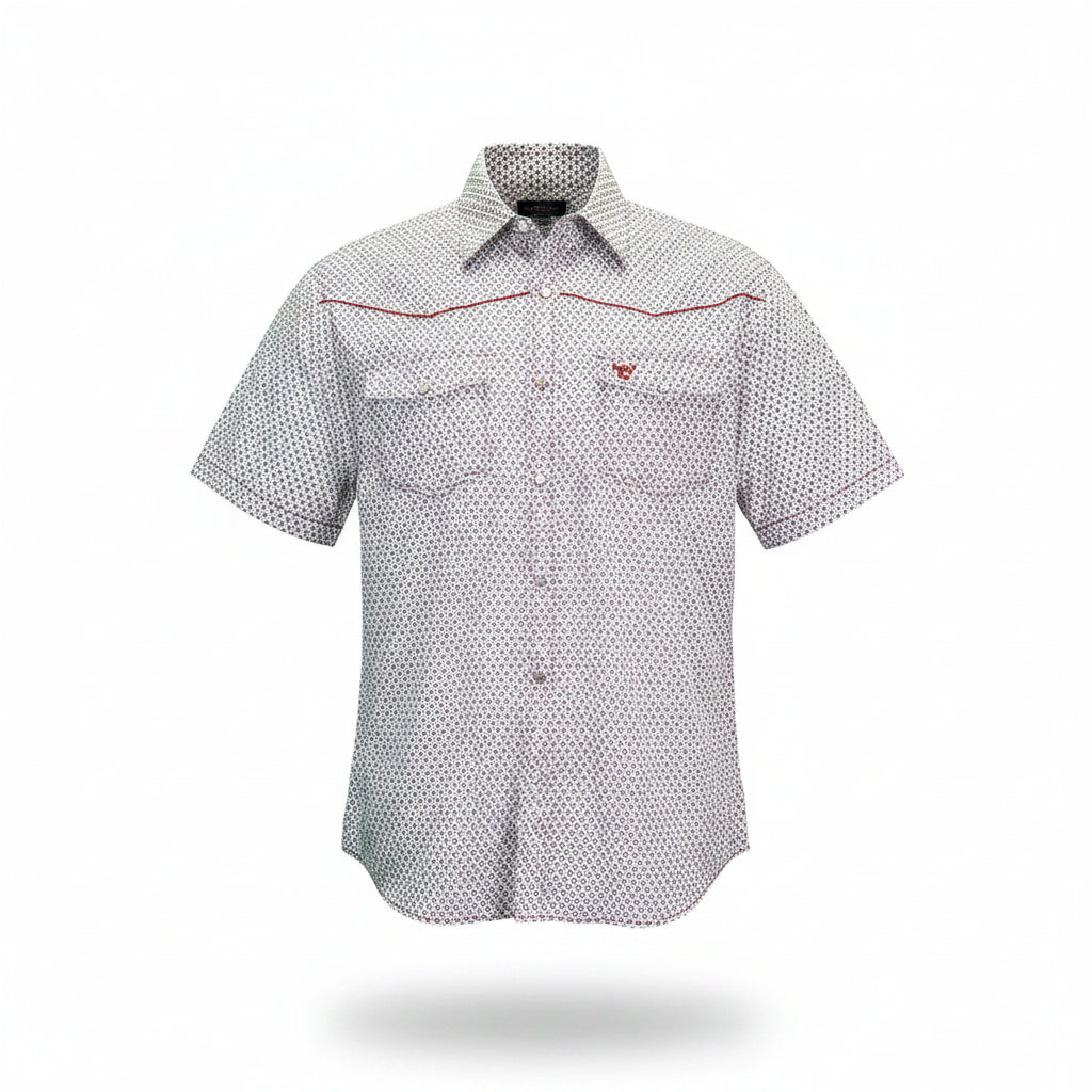 Men's "Fleur D' Cowboy" White Short Sleeve Western Shirt from Cowboy Hardware