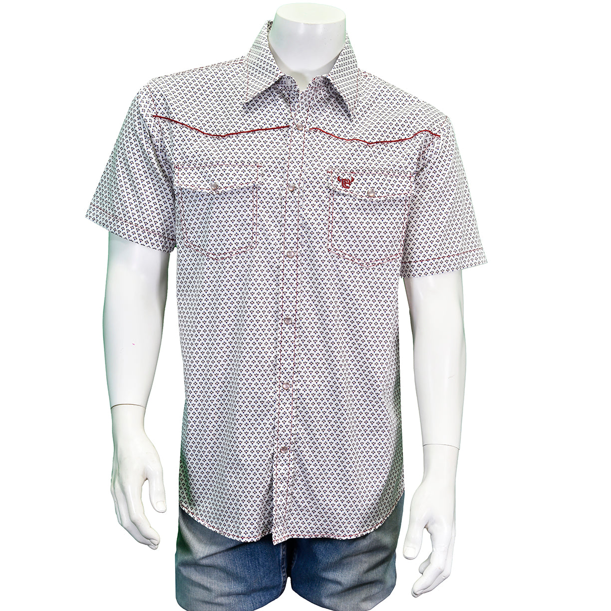 Men's "Fleur D' Cowboy" White Short Sleeve Western Shirt from Cowboy Hardware
