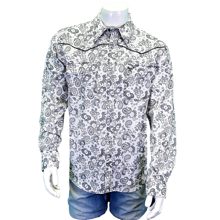 Men's "Fun Paisley" White Long Sleeve Western Shirt from Cowboy Hardware