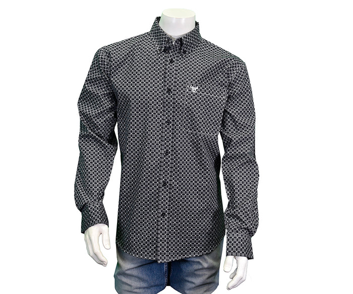 Men's "Geo Floral" Black Long Sleeve Western Shirt from Cowboy Hardware
