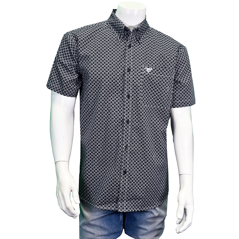 Men's "Geo Floral" Black Short Sleeve Western Shirt from Cowboy Hardware