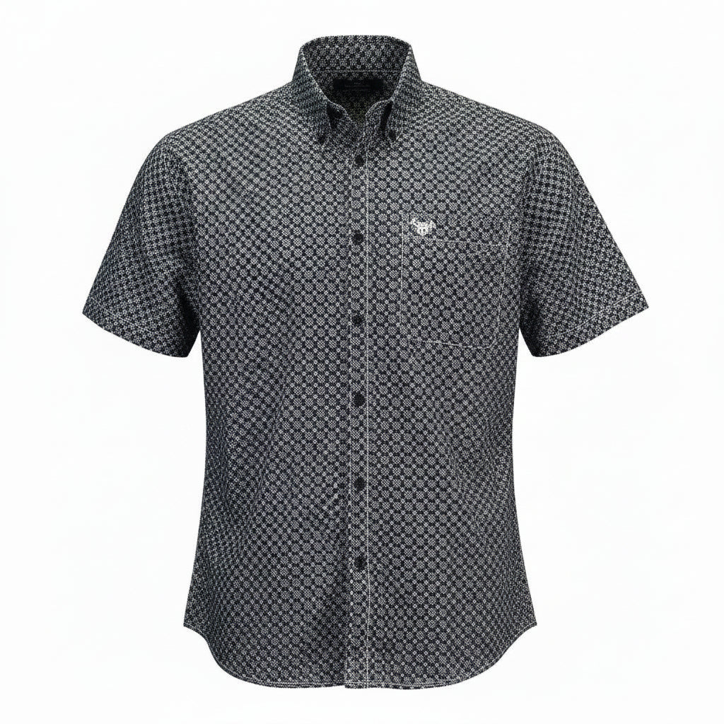 Men's "Geo Floral" Black Short Sleeve Western Shirt from Cowboy Hardware