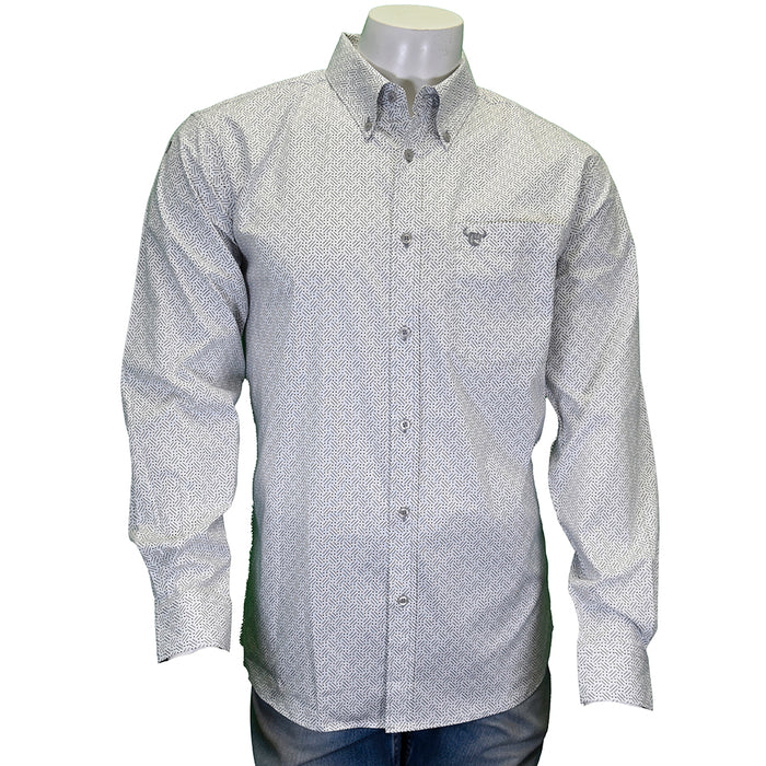 Men's "Geo Morse" White Long Sleeve Western Shirt from Cowboy Hardware