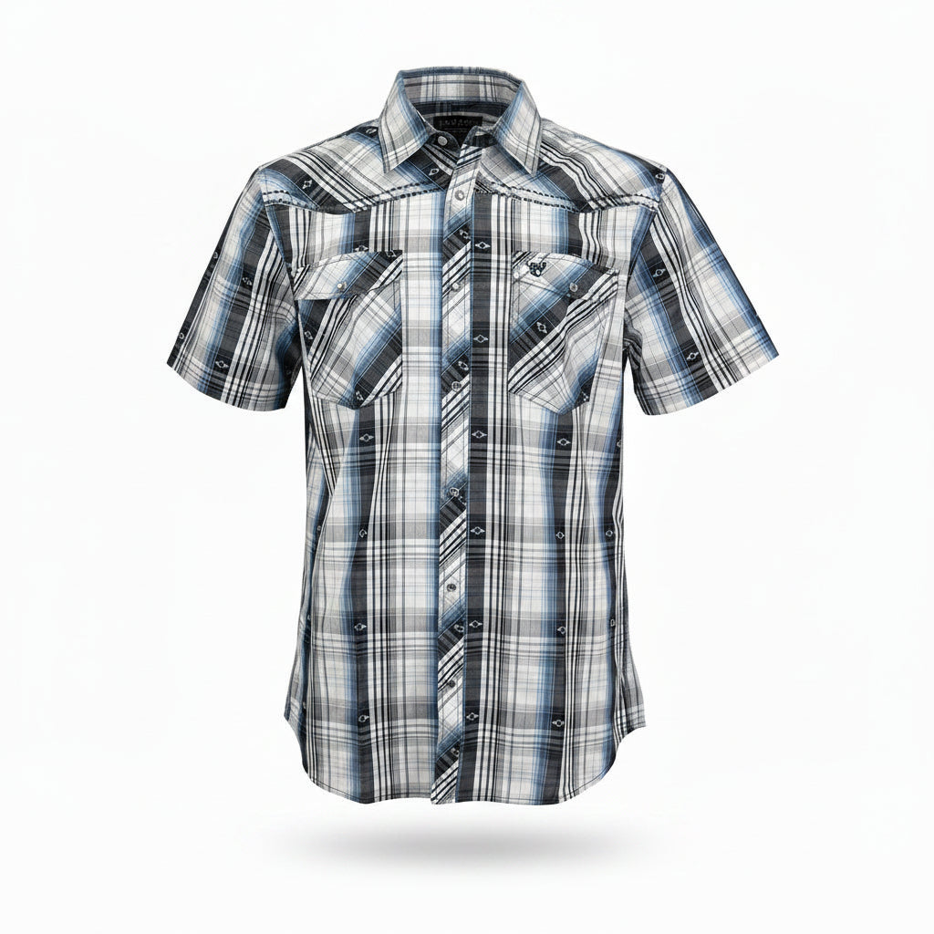 Men's "Hermosillo Jacquard" White Short Sleeve Western Shirt from Cowboy Hardware