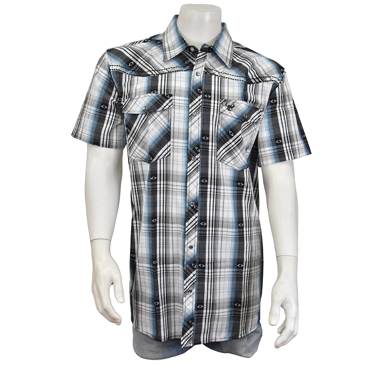 Men's "Hermosillo Jacquard" White Short Sleeve Western Shirt from Cowboy Hardware