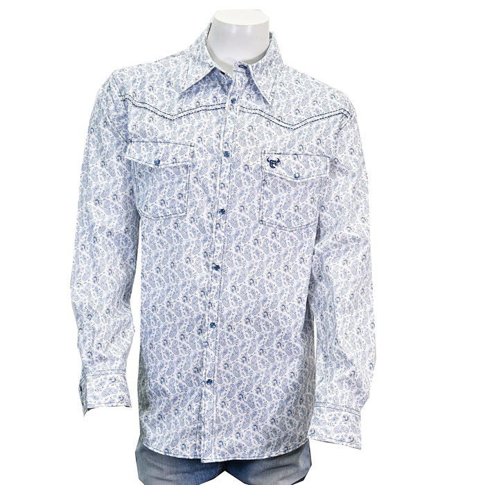 Men's "Tonal Paisley" White Long Sleeve Western Shirt from Cowboy Hardware