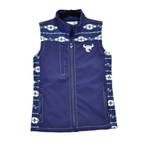 Toddler Boy's CH  Navy "Tonal Aztec" Poly Shell Vest from Cowboy Hardware