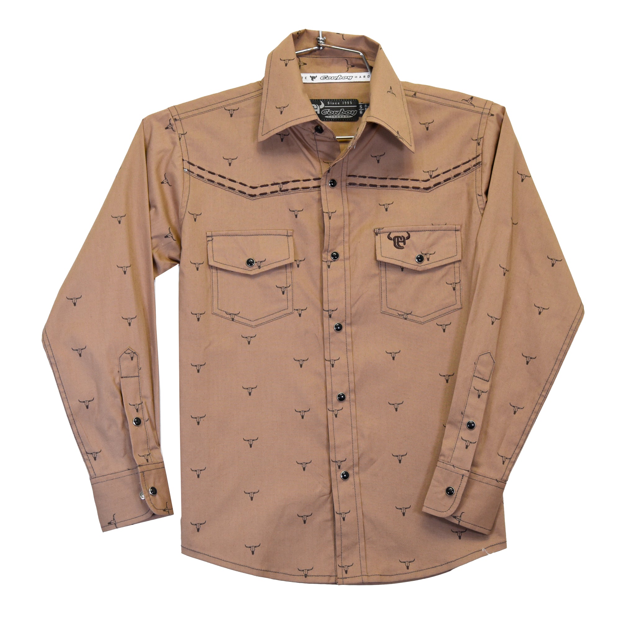 Toddler Boy's CH Brown "Scatter Skull" Long Sleeve Western Shirt from Cowboy Hardware