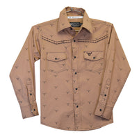 Toddler Boy's CH Brown "Scatter Skull" Long Sleeve Western Shirt from Cowboy Hardware