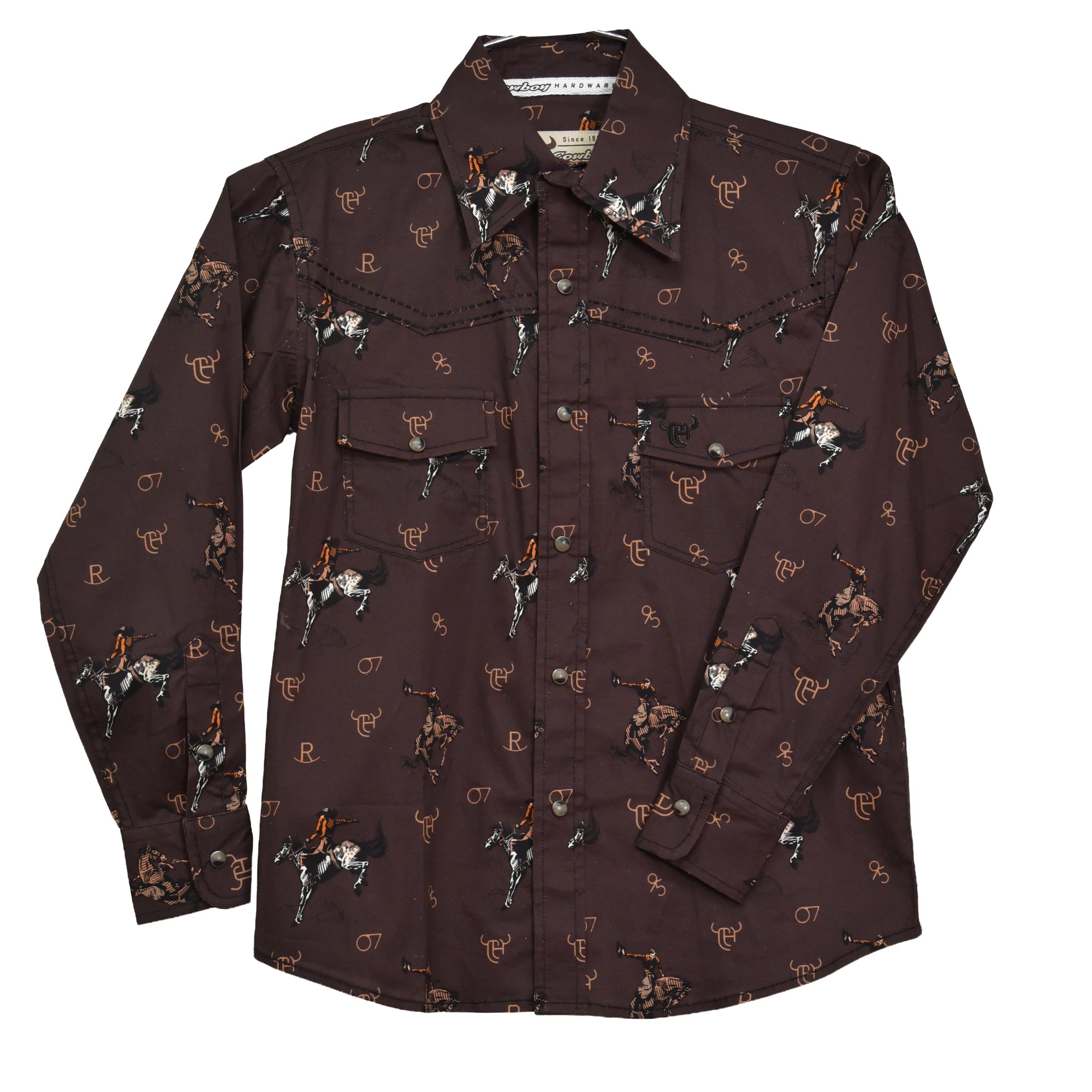 Toddler Boy's CH Dark Brown "Vintage Bronc" Long Sleeve Western Shirt from Cowboy Hardware