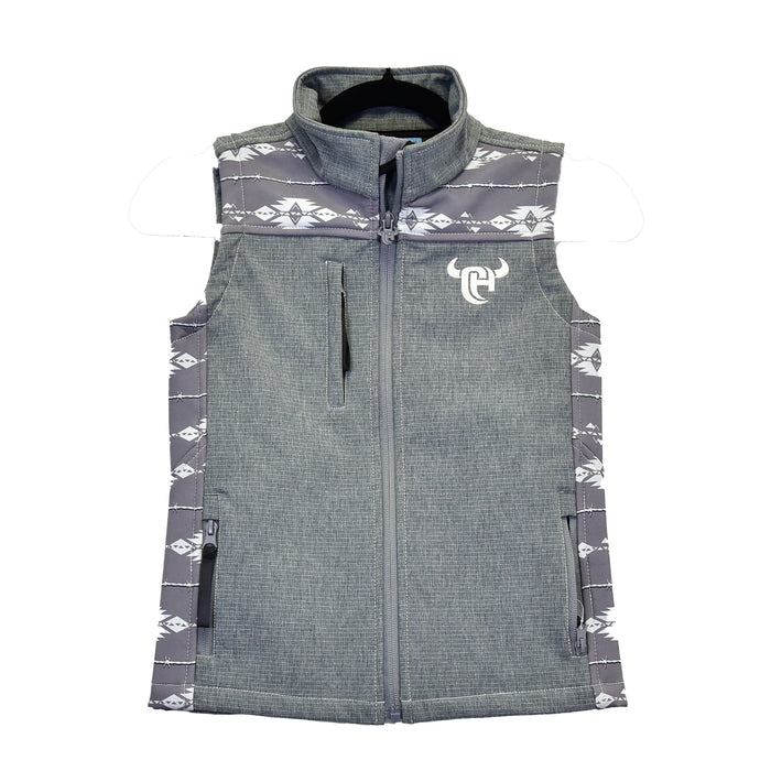 Toddler Boy's CH Gray "Tonal Aztec" Poly Shell Vest from Cowboy Hardware