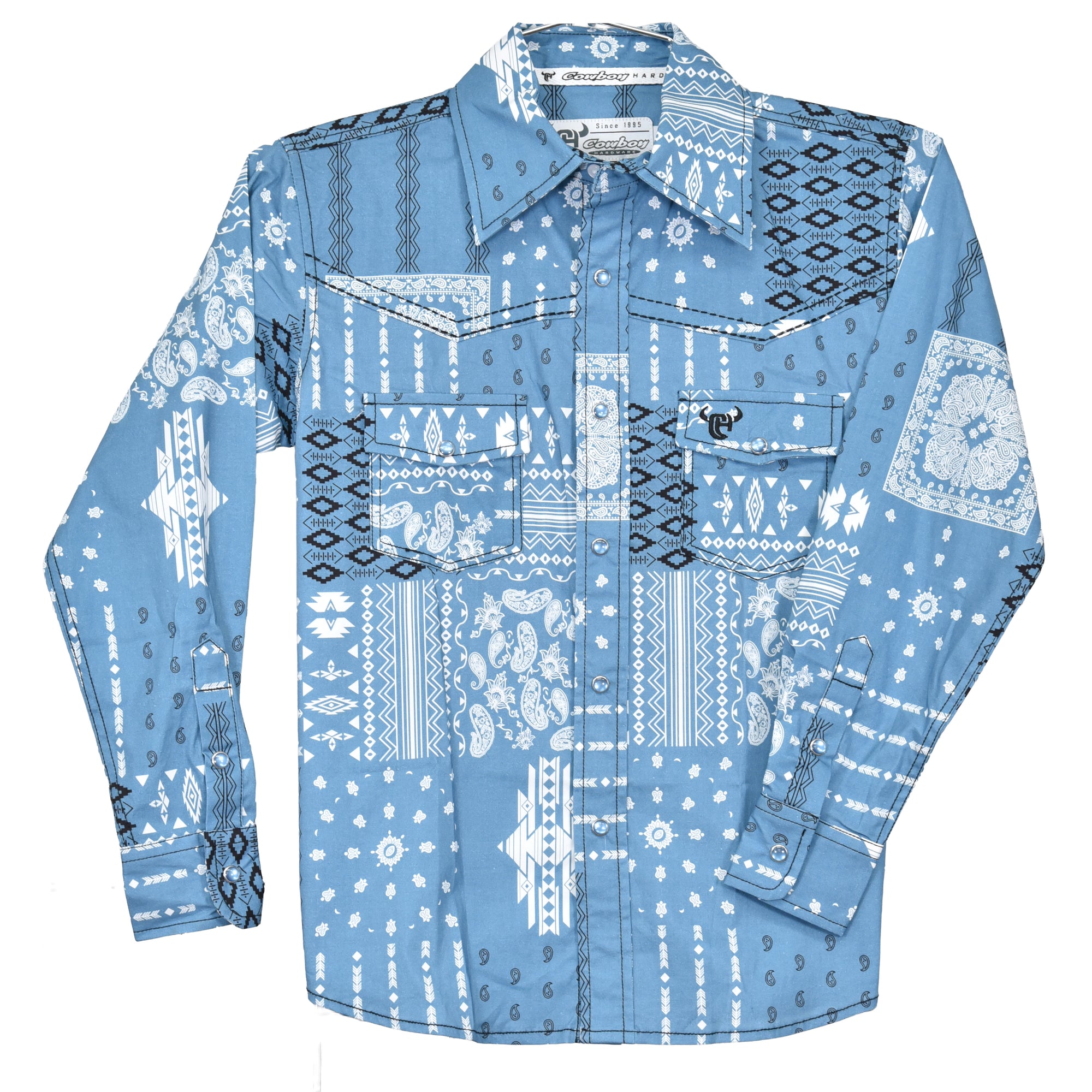 Toddler Boy's CH Indigo "Aztec Bandana" Long Sleeve Western Shirt from Cowboy Hardware