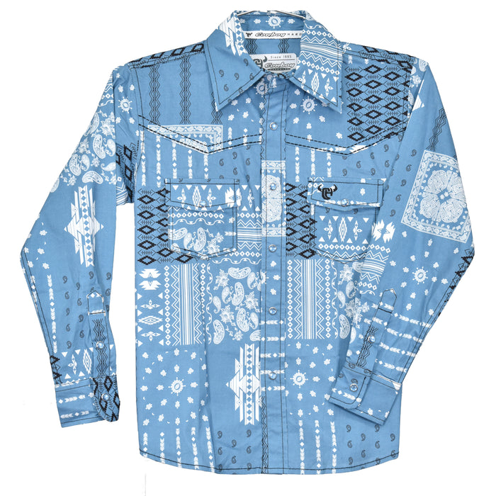 Toddler Boy's CH Indigo "Aztec Bandana" Long Sleeve Western Shirt from Cowboy Hardware
