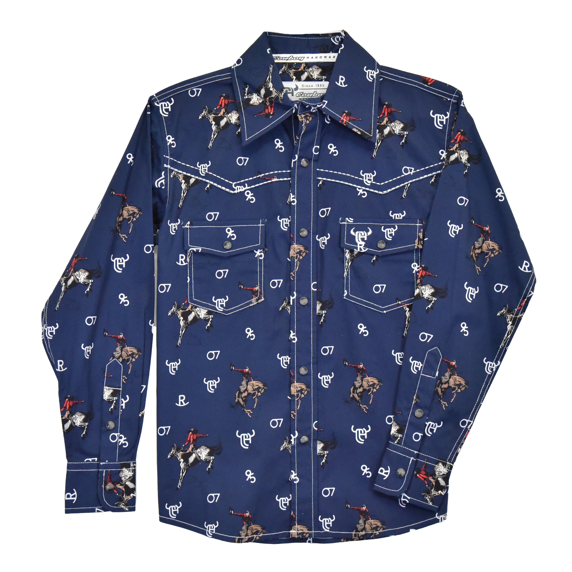 Toddler Boy's CH Navy Blue "Vintage Bronc" Long Sleeve Western Shirt from Cowboy Hardware