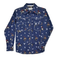 Toddler Boy's CH Navy Blue "Vintage Bronc" Long Sleeve Western Shirt from Cowboy Hardware