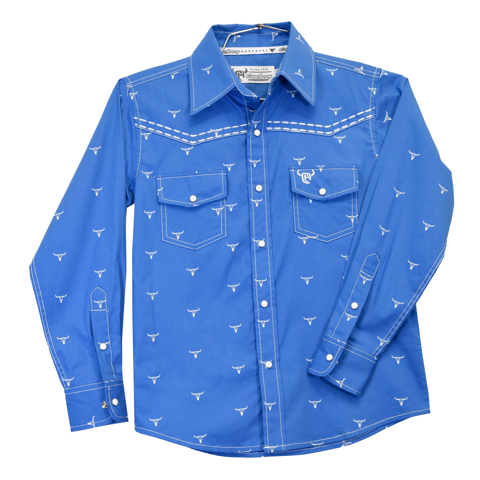 Toddler Boy's CH Royal Blue "Scatter Skull" Long Sleeve Western Shirt from Cowboy Hardware