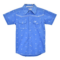Toddler Boy's CH Royal Blue "Scatter Skull" Short Sleeve Western Shirt from Cowboy Hardware