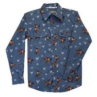 Toddler Boy's CH Slate Blue "Vintage Bronc" Long Sleeve Western Shirt from Cowboy Hardware