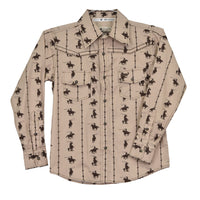 Toddler Boy's CH Tan "Barbed Roper" Long Sleeve Western Shirt from Cowboy Hardware
