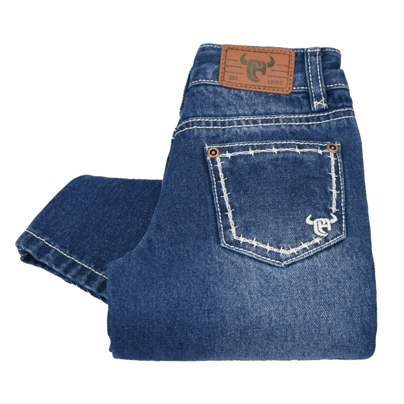 Jean Bootcut Cowboy Hardware – Garçon Taille 10 – Bleu Foncé – Poche Fil Barbelé – Neuf Avec étiquettes