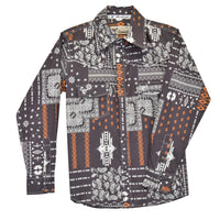 Toddler Boys CH "Aztec Bandana" Dark Chocolate Long Sleeve Western Shirt from Cowboy Hardware