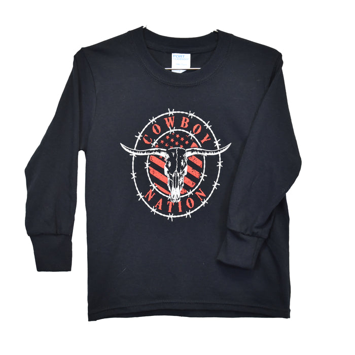 Toddler Boys CH "Cowboy Nation" Black Long Sleeve T-Shirt from Cowboy Hardware