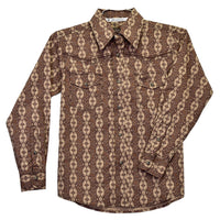 Toddler Boys CH "Tonal Aztec" Dark Chocolate Long Sleeve Western Shirt from Cowboy Hardware