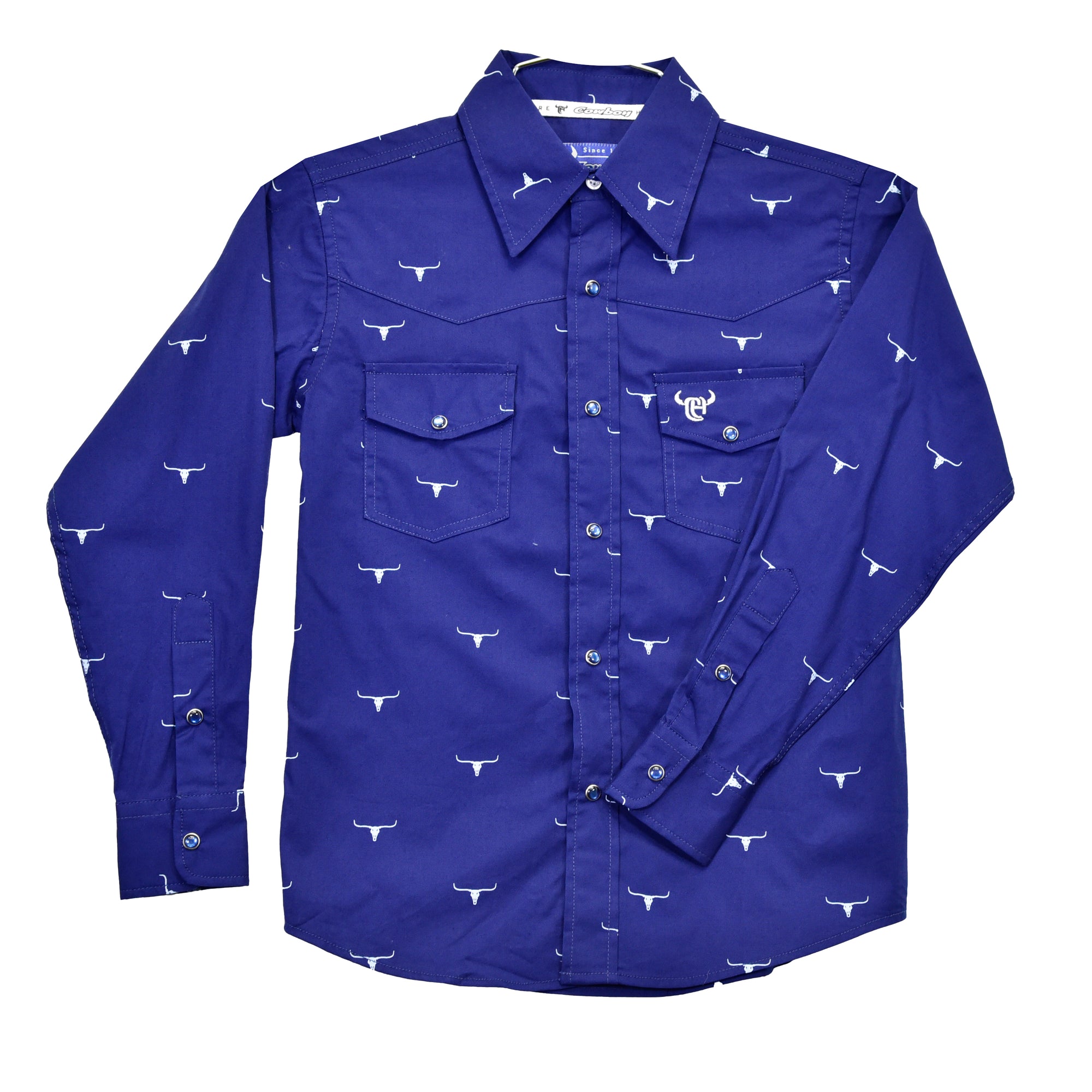 Toddler Boy's Cowboy Hardware Navy "Skull Burst" Long Sleeve Western Shirt