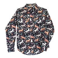 Toddler Girl's CH Black "Horse Flowers" Long Sleeve Western Shirt from Cowboy Hardware