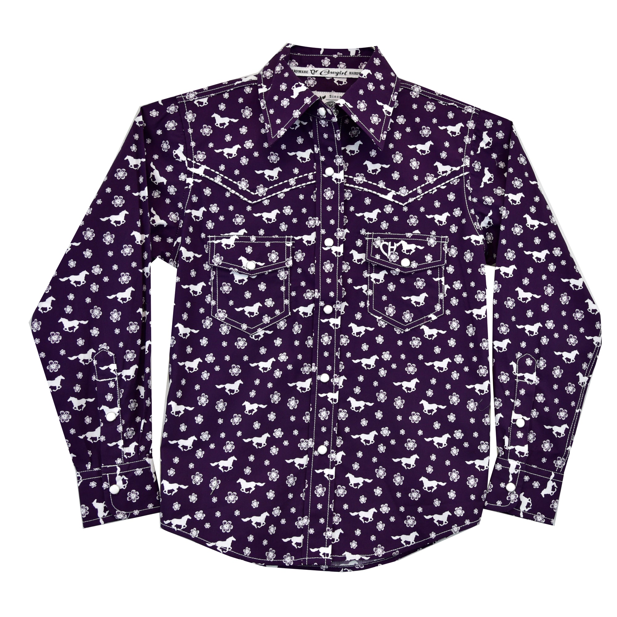 Toddler Girl's CH Eggplant "Daisy Rider" Long Sleeve Western Shirt from Cowboy Hardware