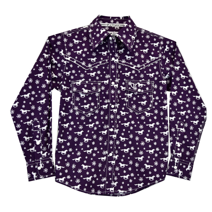 Toddler Girl's CH Eggplant "Daisy Rider" Long Sleeve Western Shirt from Cowboy Hardware