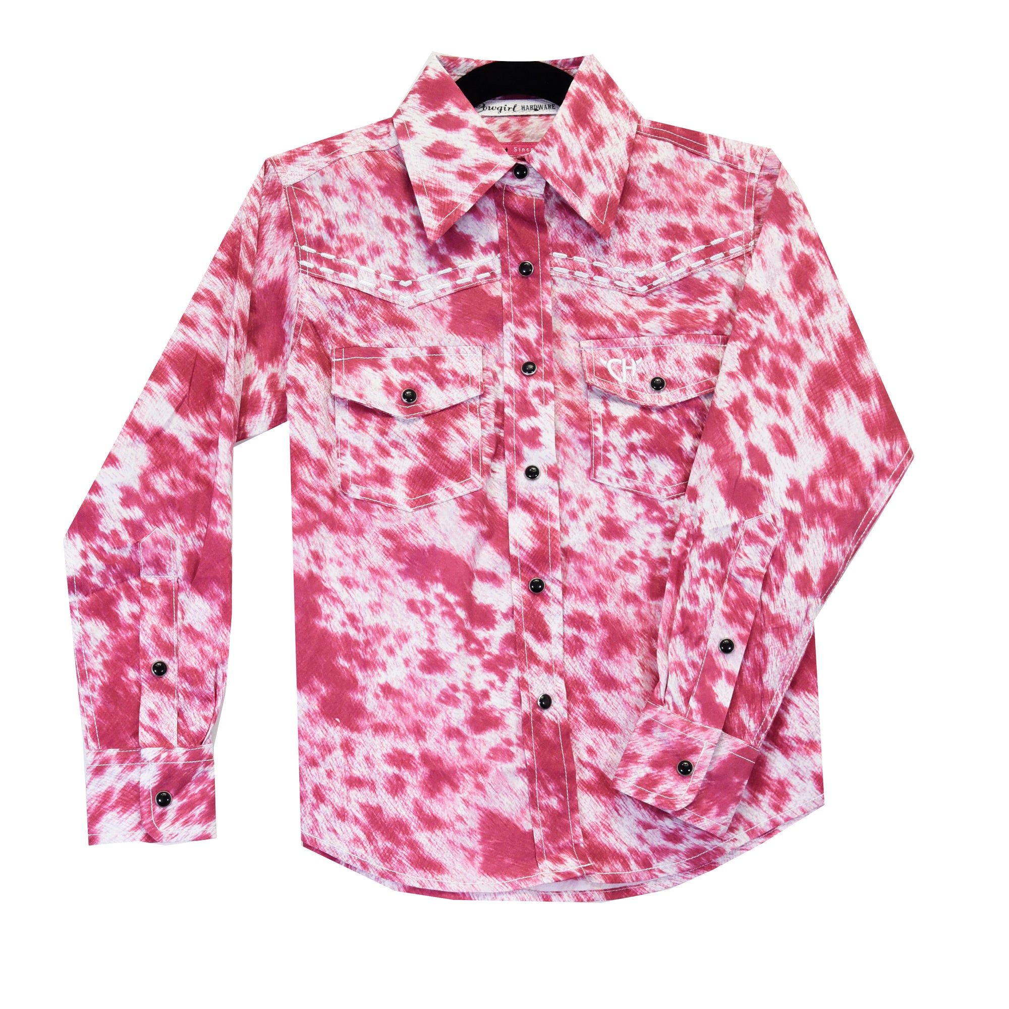Toddler Girl's CH Pink "Cowhide" Long Sleeve Western Shirt from Cowboy Hardware