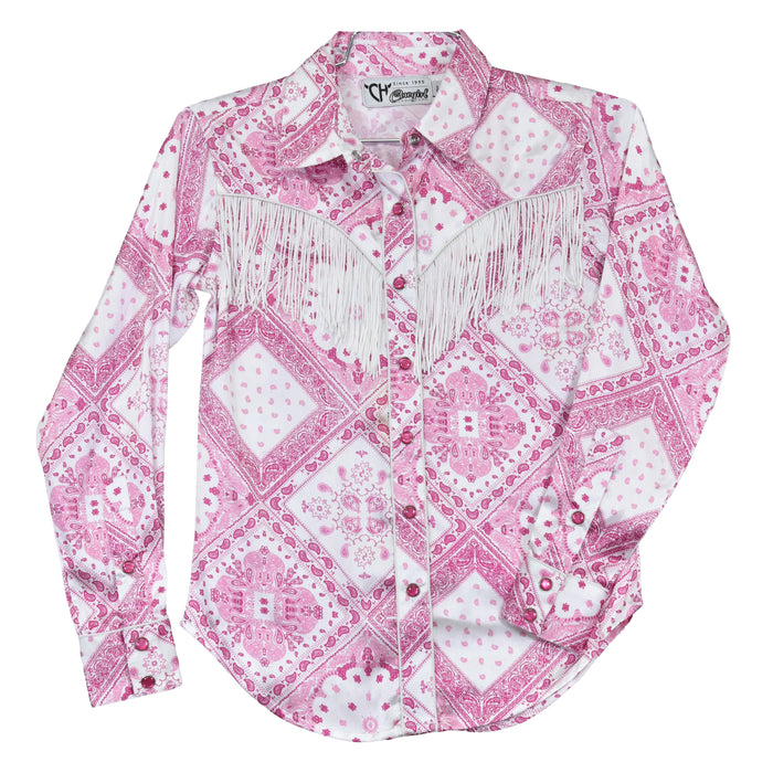 Toddler Girl's CH White "Classic Bandana" Long Sleeve Western Shirt from Cowboy Hardware
