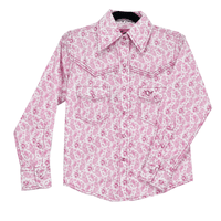 Toddler Girl's Cowgirl Hardware Pink & White Tonal Paisley Short Sleeve Western Shirt from Cowboy Hardware