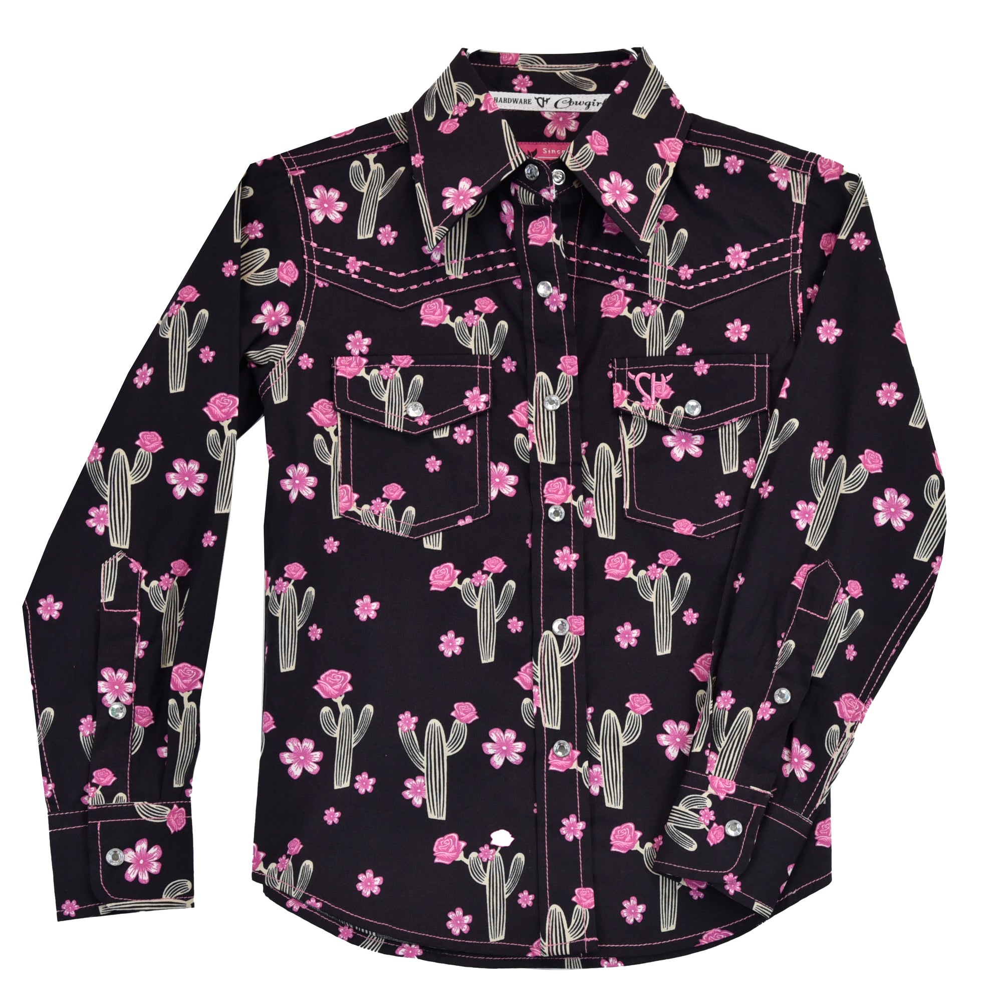 Toddler Girl's Vintage Smoke "Cactus Rose" Long Sleeve Western Shirt from Cowboy Hardware
