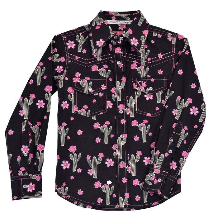 Toddler Girl's Vintage Smoke "Cactus Rose" Long Sleeve Western Shirt from Cowboy Hardware