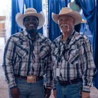 Two cowboys wearing CH White Hermosillo Jacquard Long Sleeve Western Shirt