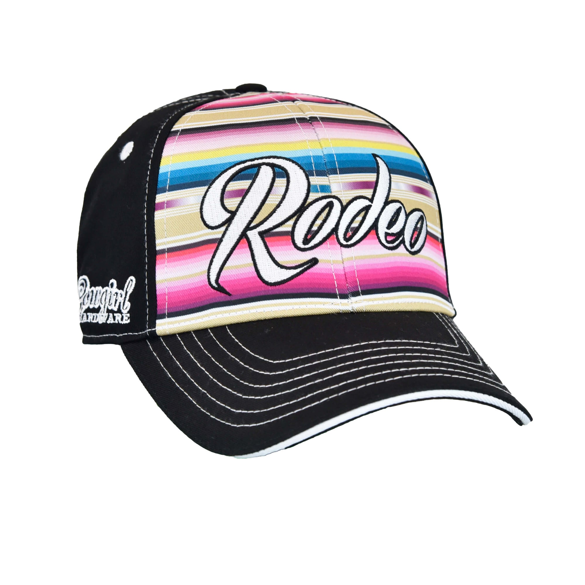 Women Serape Rodeo Black and Serape Pink Snapback from Cowboy Hardware