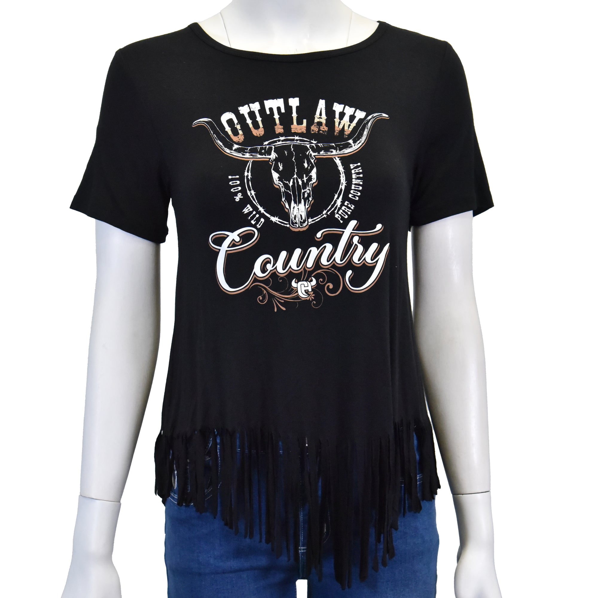 Women's CH Black "Outlaw Country" Short Sleeve Top from Cowboy Hardware