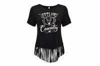 Women's CH Black "Outlaw Country" Short Sleeve Top from Cowboy Hardware