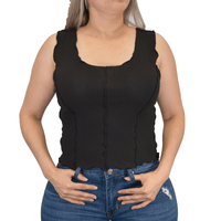 Women's CH Black "Ruffle Trim" Ribbed Tank Top from Cowboy Hardware