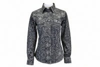 Women's CH Black "Tooled Floral" Long Sleeve Western Shirt from Cowboy Hardware