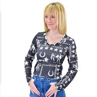 Women's CH Black "Western Liberty" Long Sleeve Blouse from Cowboy Hardware